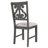 5-Piece Round Dining Table and 4 Fabric Chairs with Special-shaped Table Legs and Storage Shelf