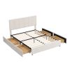 Queen Size Upholstery Platform Bed with Four Drawers on Two Sides, Adjustable Headboard