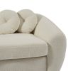 87.7" Modern Curved Sofa, Back Upholstered Couch with 5 Decorative Throw Pillows, Teddy Fabric Couch for Living Room, Office, Apartment