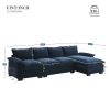 [VIDEO provided][New]118*55" Modern L-shaped Chenille Cloud Sofa with Double Seat Cushions,5-seat Upholstered Indoor Furniture,Sleeper Sofa Couch with