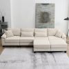 [VIDEO provided][New]Wide Seat Corduroy Modular Sectional Sofa Bed,Sleeper Couch Set with Armrest Pillow,6 Seat Free Combination Sofa with Ottomans,Ov