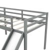 L-Shaped Twin Size Loft Bed with Ladder and Slide