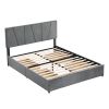 Queen Size Upholstery Platform Bed with Four Drawers on Two Sides, Adjustable Headboard