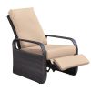 Adjustable Wicker Recliners with Aluminum Frame and Soft Cushions;  PE Rattan Recliner Lounge Chair for Indoor Outdoor Patio Garden