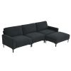 [VIDEO provided] [New] 103.5*59" Modern L-shaped Sectional Sofa, 4-seat Velvet Fabric Couch Set with Convertible Ottoman,Freely Combinable Sofa for Li