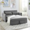 MH" Sleeper Sofa Bed w/USB Port, 3-in-1 adjustable sleeper with pull-out bed, 2 lumbar pillows and side pocket, soft velvet convertible sleeper sofa b