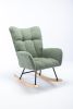 Rocking Chair, Soft Teddy Velvet Fabric Rocking Chair for Nursery, Comfy Wingback Glider Rocker with Safe Solid Wood Base for Living Room Bedroom Balc