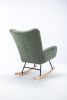 Rocking Chair, Soft Teddy Velvet Fabric Rocking Chair for Nursery, Comfy Wingback Glider Rocker with Safe Solid Wood Base for Living Room Bedroom Balc