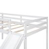 L-Shaped Twin Size Loft Bed with Ladder and Slide