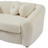 87.7" Modern Curved Sofa, Back Upholstered Couch with 5 Decorative Throw Pillows, Teddy Fabric Couch for Living Room, Office, Apartment