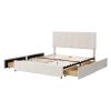 Queen Size Upholstery Platform Bed with Four Drawers on Two Sides, Adjustable Headboard