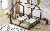 Metal Twin Size House Platform Beds, Two Shared Beds