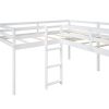 L-Shaped Twin Size Loft Bed with Ladder and Slide