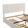 Queen Size Upholstery Platform Bed with Four Drawers on Two Sides, Adjustable Headboard