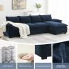 [VIDEO provided][New]118*55" Modern L-shaped Chenille Cloud Sofa with Double Seat Cushions,5-seat Upholstered Indoor Furniture,Sleeper Sofa Couch with