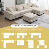 [VIDEO provided][New]Wide Seat Corduroy Modular Sectional Sofa Bed,Sleeper Couch Set with Armrest Pillow,6 Seat Free Combination Sofa with Ottomans,Ov