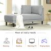 [New+Video]65" Mid-Century Modern Linen Fabric Corner Lounge Chair, Upholstered Indoor Chaise Lounge,Sleeper Sofa,Solid Wood Sofa Bed for Bedroom,Offi