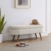 Ottoman Oval Storage Bench,Rubber Wood Legs