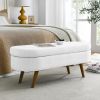 Ottoman Oval Storage Bench,Rubber Wood Legs